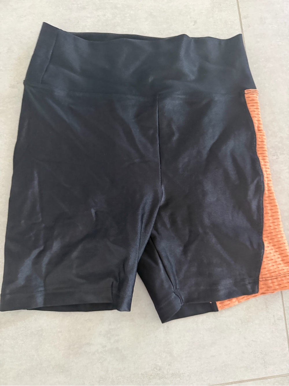 Koral Black Biker Shorts with Orange Side Panel